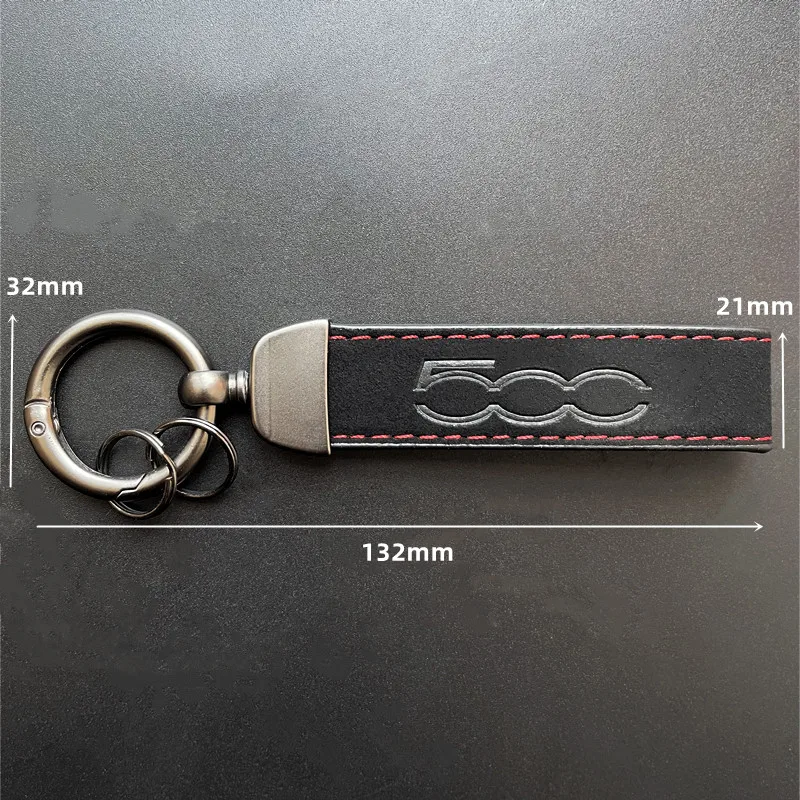 Luxury Women Men Key Chain Suede Leather Car Key Rings For Fiat Abarth 500 500l 500x Auto KeyChain Accessories