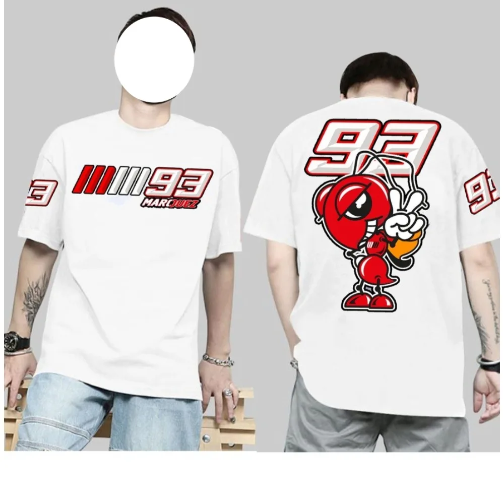 2025 verano 100% algodón hombres Marc camiseta Casual No. 93 Motor Márquezs Camiseta Gráfica Manga Corta Streetwear Unseix Top Tee