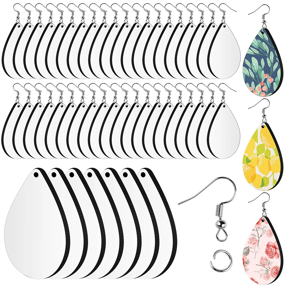 250pcs Sublimation Blank Earrings Double-side Heat Transfer Earring Pendant with Earring Hooks&Jump Rings For Jewelry DIY Making