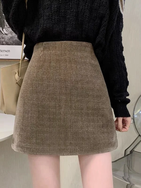 High Waist A-Line  Skirt for Women in Tweed Spring Autumn Winter New Arrival Slimming Short Skirt Korean Style Commute