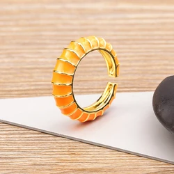 AIBEF New Fashion Enamel Oil Dripping Color Geometric Opening Adjustable Ring Women's Fashion Jewelry Party Charm Gift Wholesale