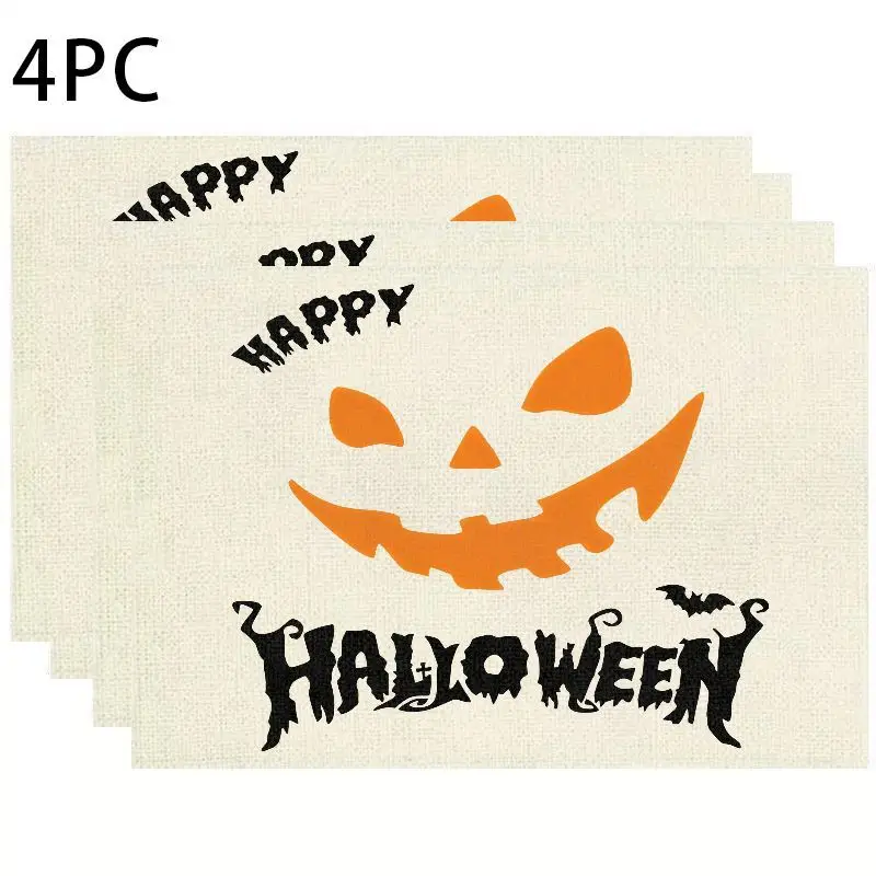 VIKAMA Cute Ghost Halloween Placemat Witch Hat Ghost Design Table Mat for Dining Party Decor