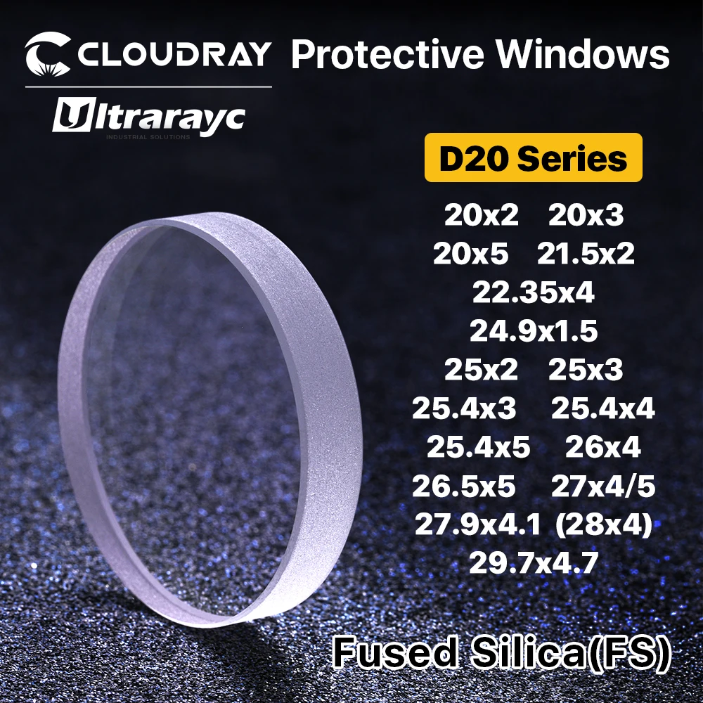 Ultrarayc-protector láser de fibra para ventanas, D20-29mm de sílice fundida de cuarzo para láser de fibra de 1064nm, BT210S/BT240S/BM109/BM111