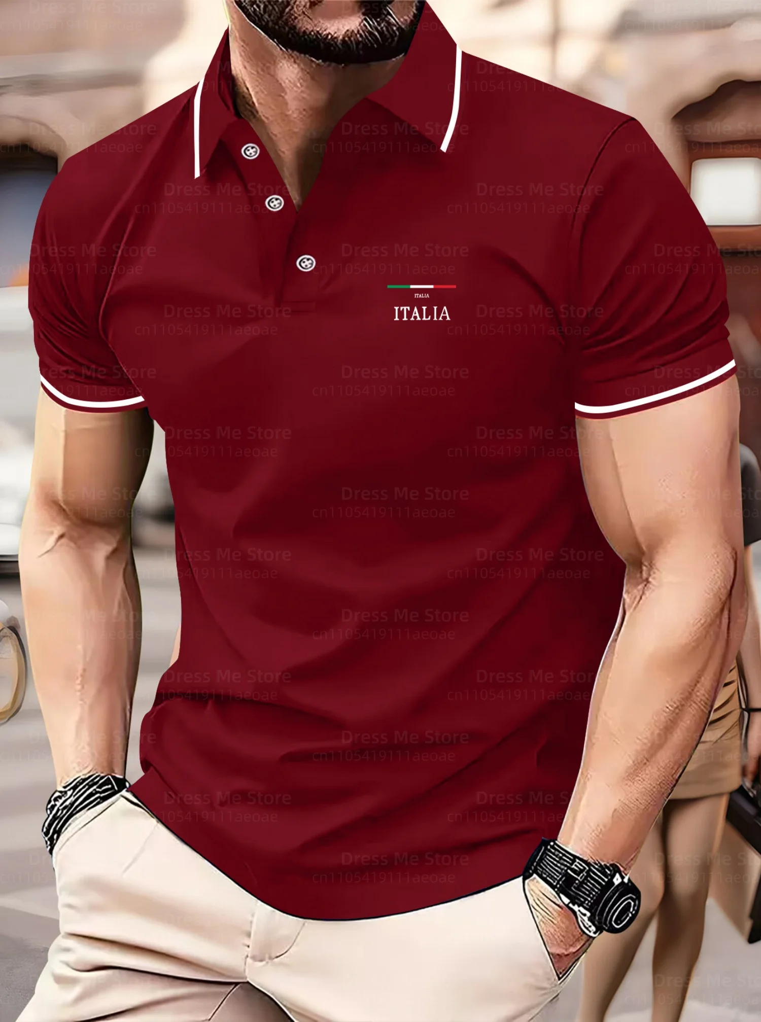 

2025 Winter Mens Italian Flag Print Polo Shirt Men Casual business Short Sleeve Button Polo Shirt Daily Party Men's Clothing