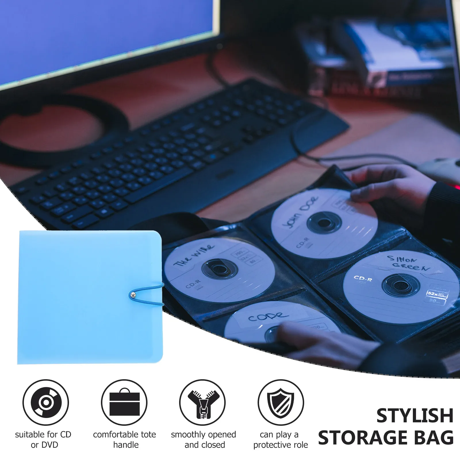 5Pcs Cd Dvd Storage Binder Robust Scratch Proof Organizer Case Holds 12 Discs Ideal for Home Office Car Cinema Cd Collectors