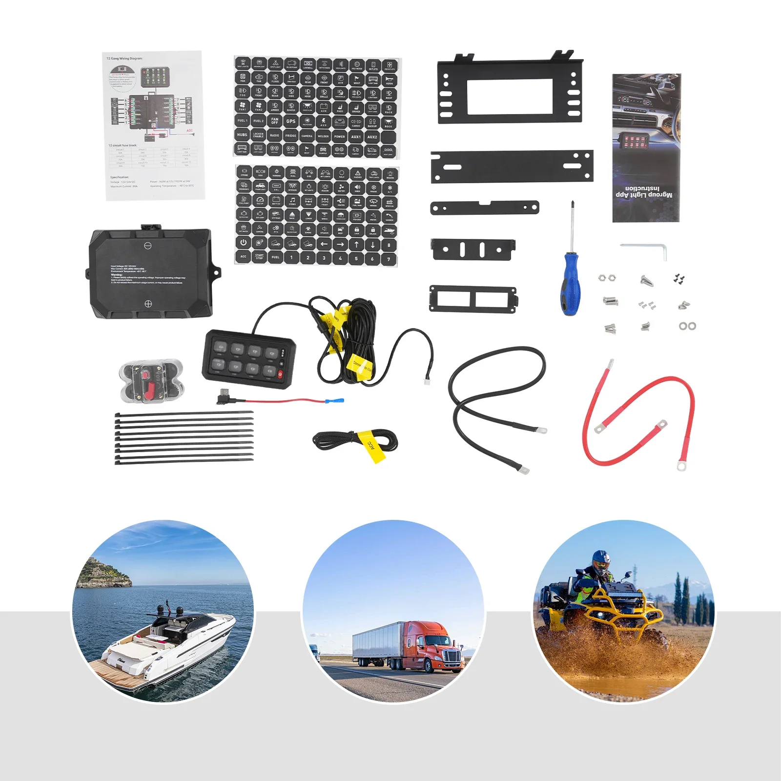 صندوق التبديل لوحة تحكم 8 عصابة RGB نظام التتابع متعدد الوظائف 8 عصابة لوحة التبديل ل جيب جي إم سي على الطرق الوعرة سيارة SUV بيك اب حافلة #2