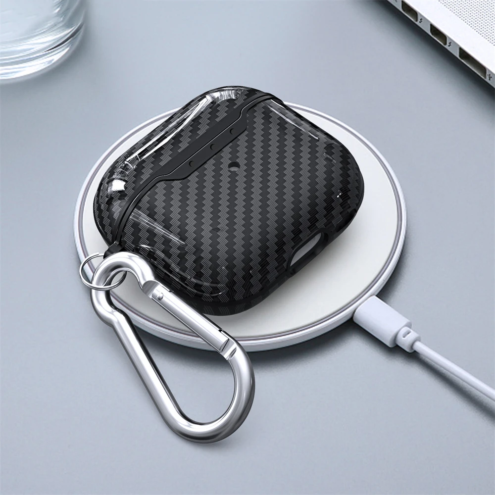 Business Carbon Fiber Pattern Earphone Cases For AirPods Pro 2 Air Pods4 3 2 1 Case Headphones Protective For Apple Airpods Pro