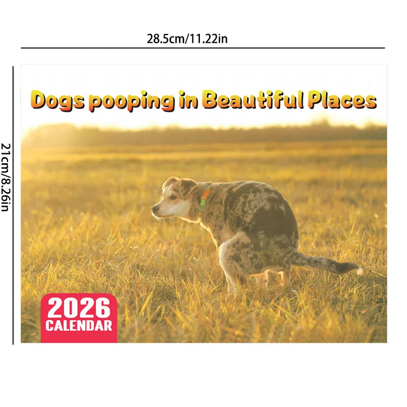 2026 Wall Calendar Creative Hanging Daily Weekly Monthly Planner Home Decor Schedule Organizer Pooping Dogs 12-Month Calendar