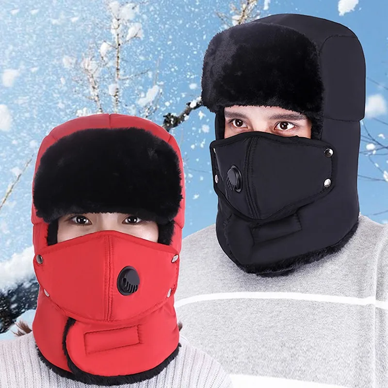 Russo Colbacco Inverno Caldo Addensare Pelliccia Sintetica Neve Sci Bomber Cappello Uomo Donna Ear Flap Cap Sci Morbido Cofano Termico Cappelli All'aperto
