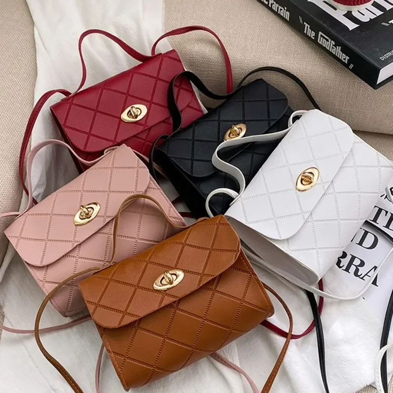 Women's Handbags Striped Square Fresh Age Reducing High Capacity Fine Texture Soft Comfortable Fashion Female's Crossbody Bag