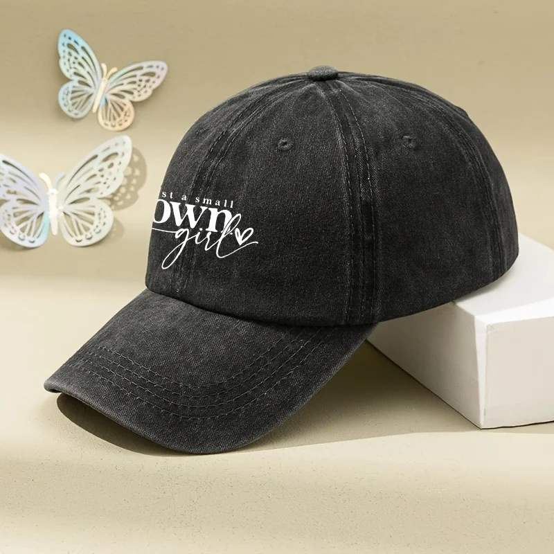 Small Town Story Print Washed American Retro Lettering Duckbill Cap Outdoor Unisex Baseball Hat