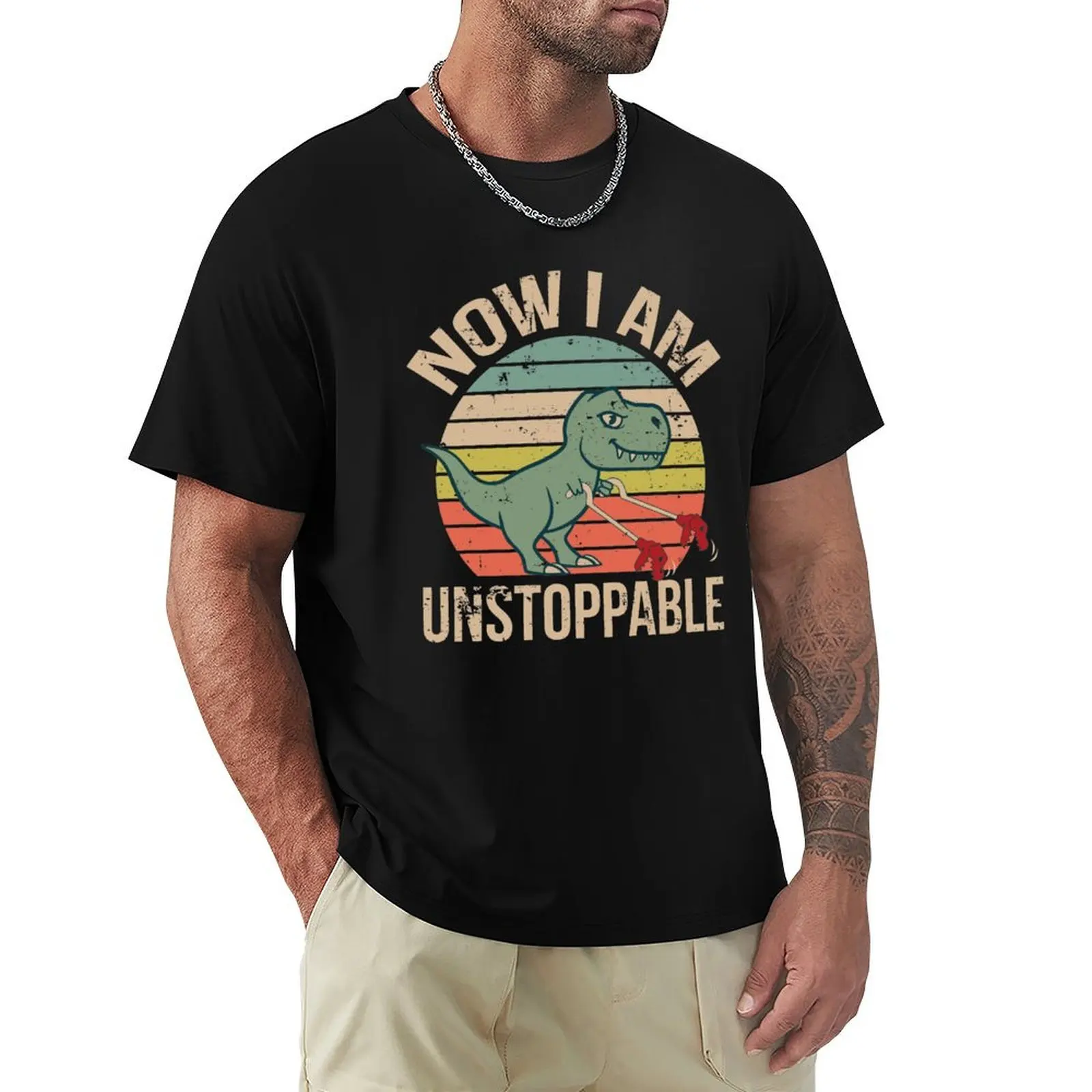 Now I am Unstappable Dinosaur t-Rex T-Shirt Comfortable Workout Short Sleeve Shirt