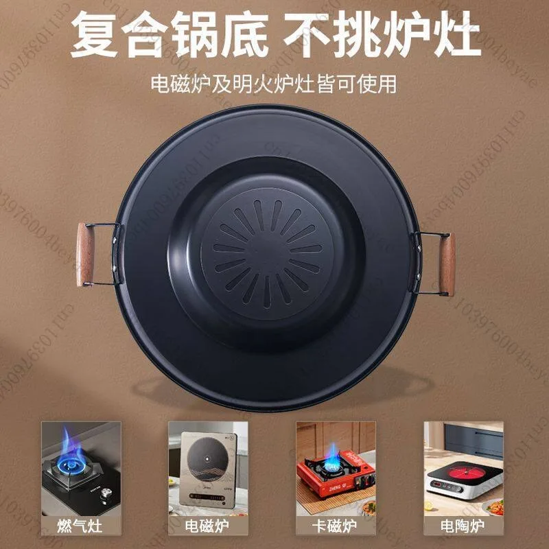 Soldering pan Household uncoated non-stick pan Thickened integrated flat bottom Commercial