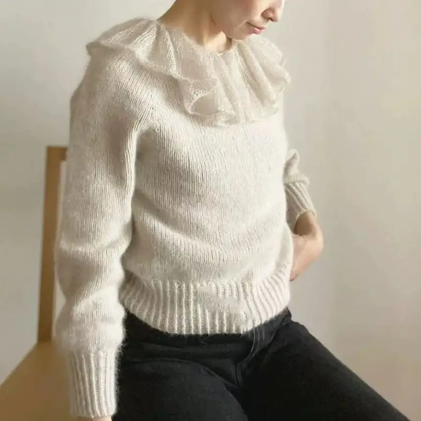 Sweet Double Peter Pan Collar Sweaters Women Long Sleeve Pullover Knitwear Autumn Spring Vintage Chic Knitted Tops