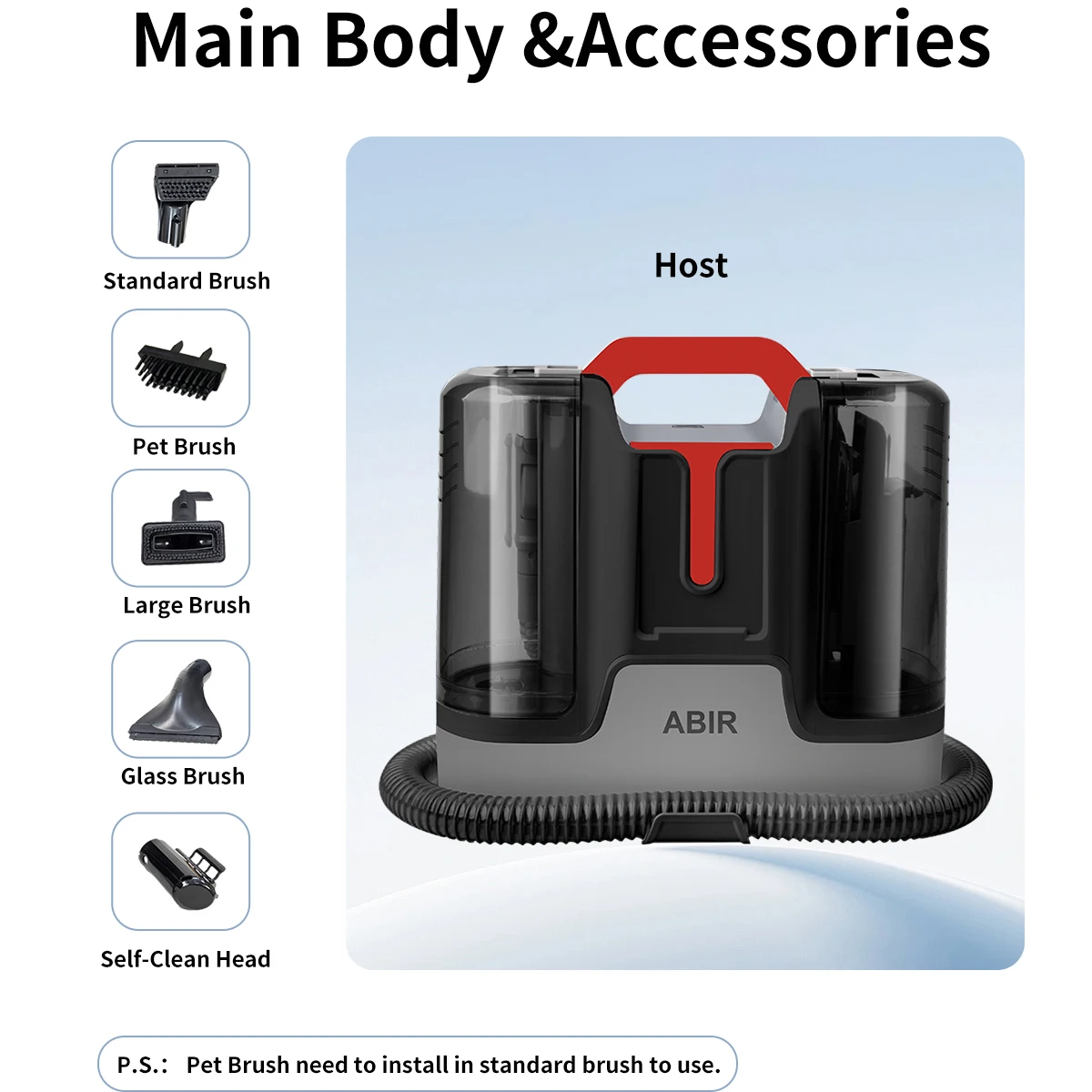 Machine à laver les tapis ABIR G80, aspiration 15000PA, appareil ménager intelligent pour le nettoyage du canapé-lit, appareil ménager intelligent pour le nettoyage du canapé-lit