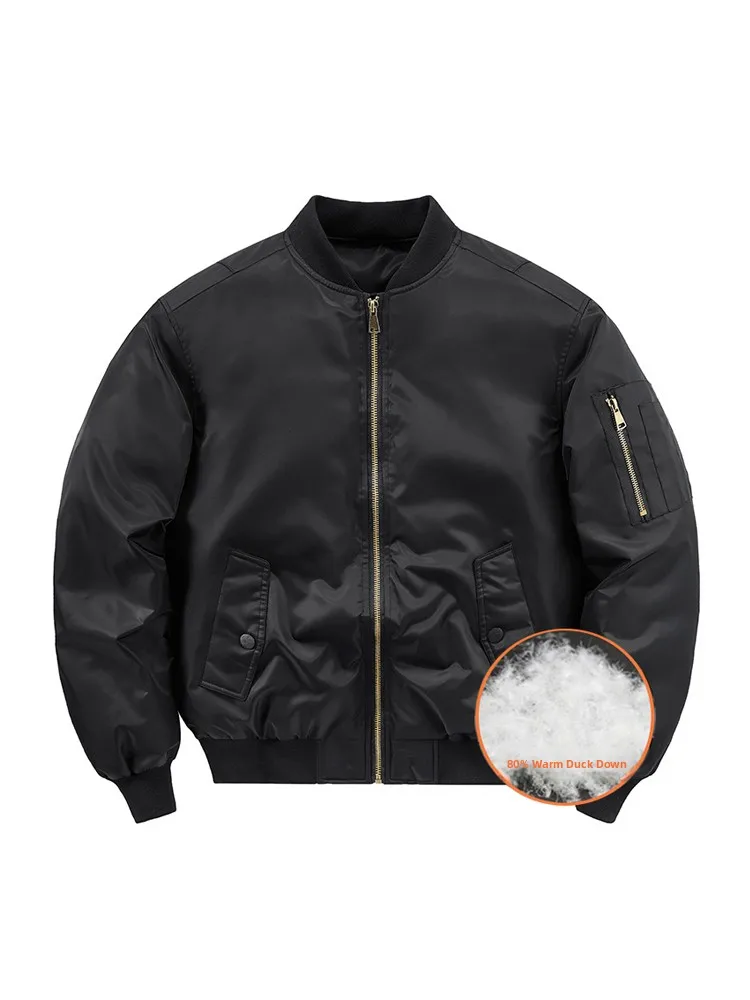 

White Du down Winter New Sle Men's ort Thiened MA Pilot Jaet Baseball Outerwear Trendy Brand Youth ular Coat
