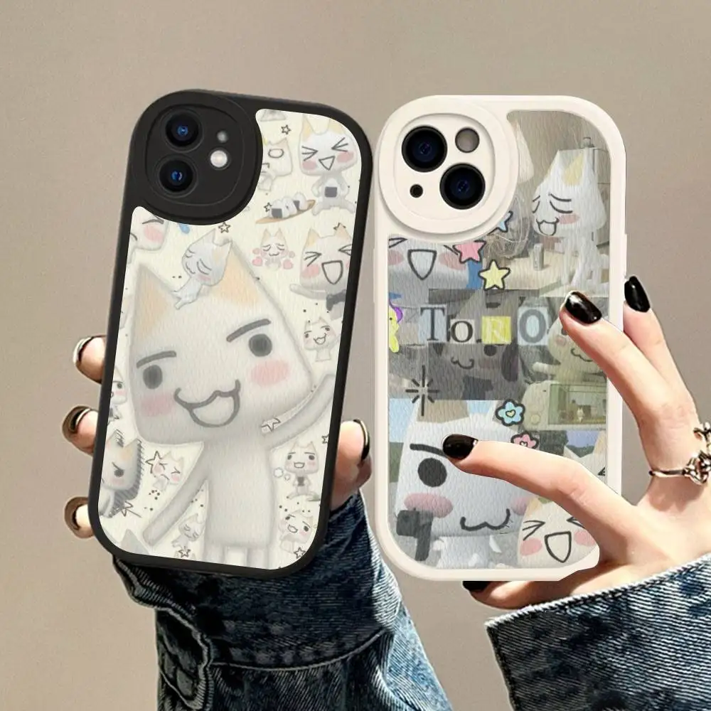 

Cute Toro Inoue Cat Leather Phone Case For IPhone 15 14 13 Pro Max 12 11 16 Plus Phone Cover