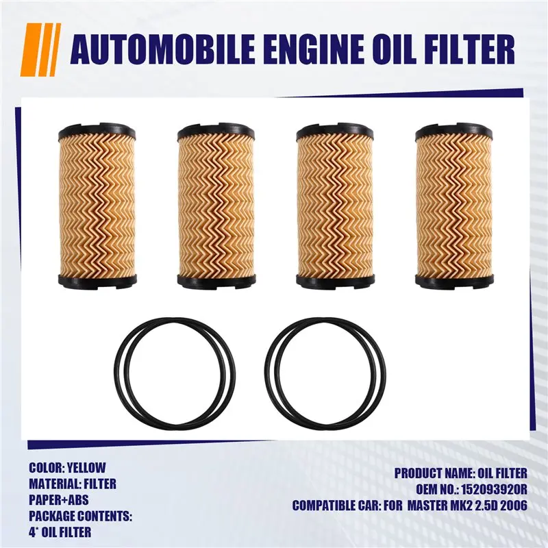 4PCS Oil Filter 152093920R Fits For RENAULT MASTER Mk2 2.5D 2006