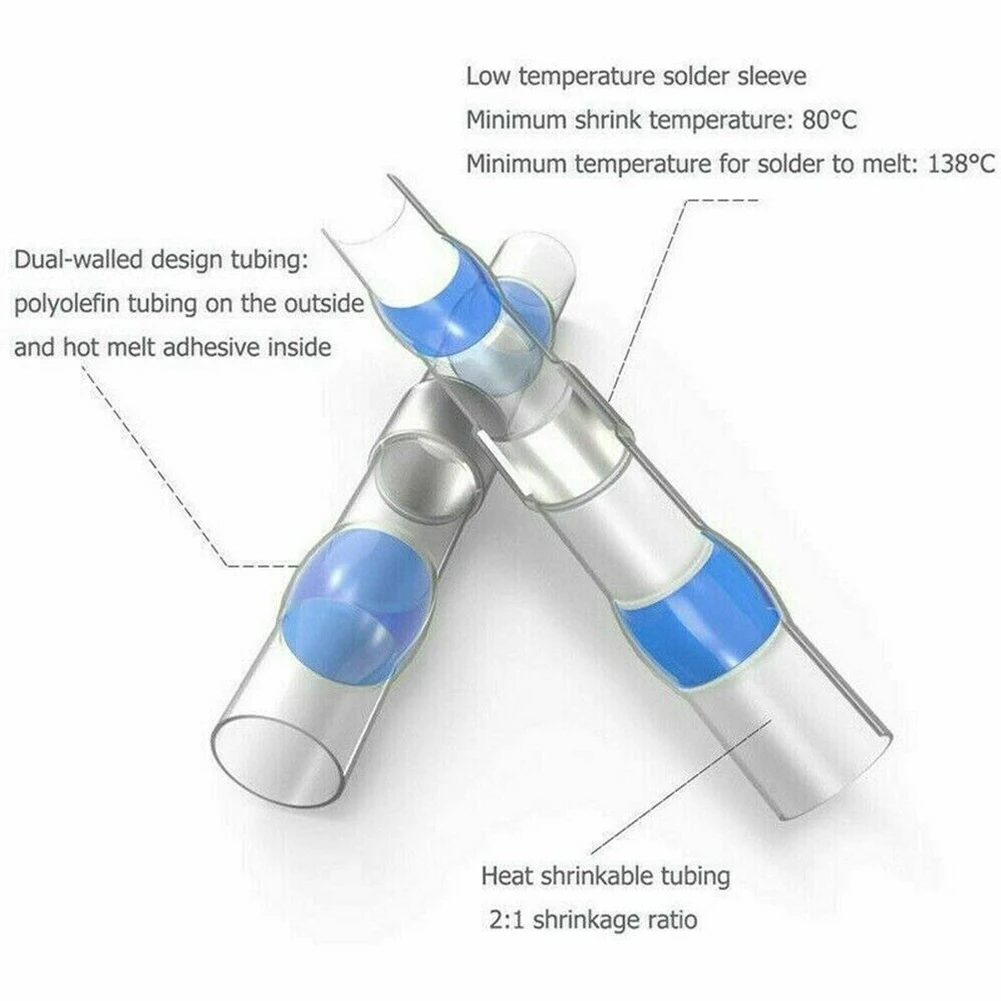 Cable Sleeves 50-800Pcs Solder Seal Sleeve Transparent Heat Shrink Wire Connectors Terminals Waterproof Outdoor Applications Set