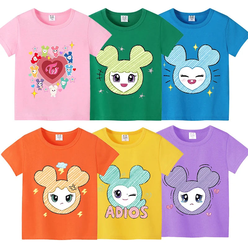 TWICE Short Sleeves Cute T-shirt  Kpop Girl Group Print T Shirt Round Neck Tops Man Woman Fashion Tees Summer Clothes Gift New