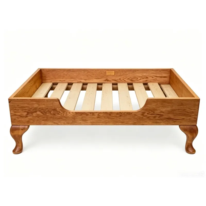 T0029 French Vintage Boho Solid Oak Wood Durable Easy Clean Slatted Base Dog Cat Pet Couch High Quality Home Furniture