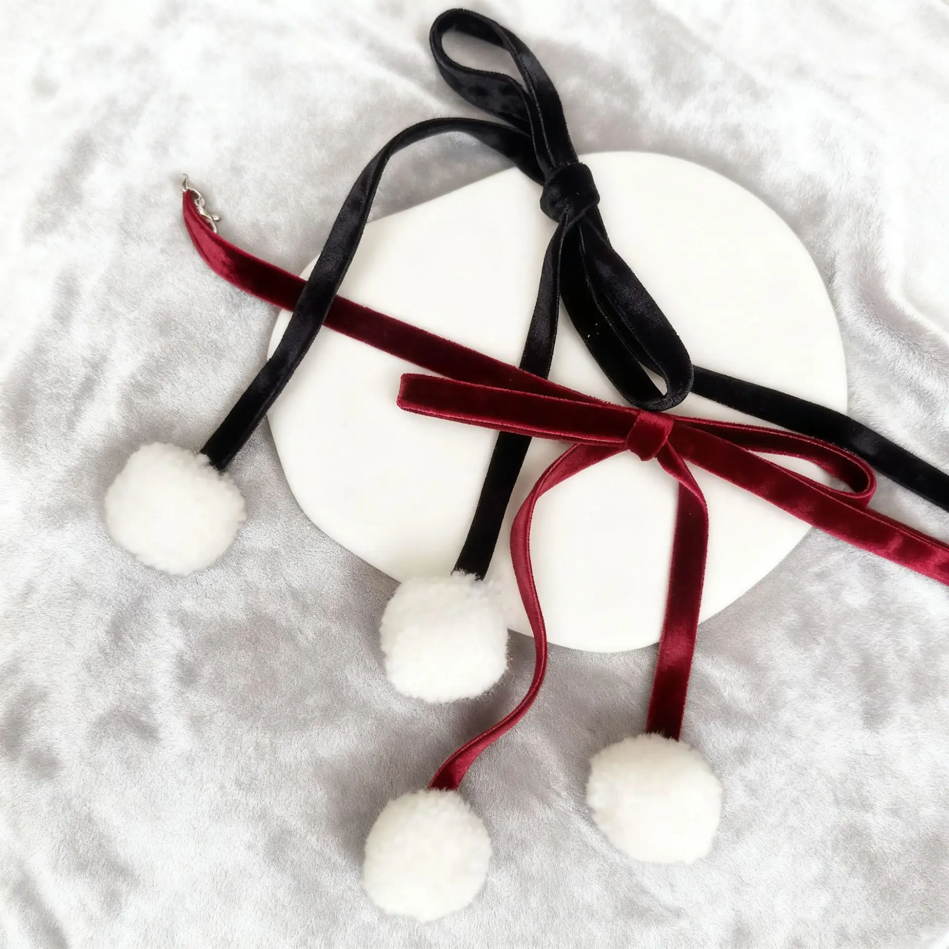 النساء الإناث السنة الجديدة عيد الميلاد عيد الميلاد الأحمر Bowknot متماسكة زهرة قلادة المختنق سلسلة مجوهرات الأزياء اكسسوارات صديقة هدية #5