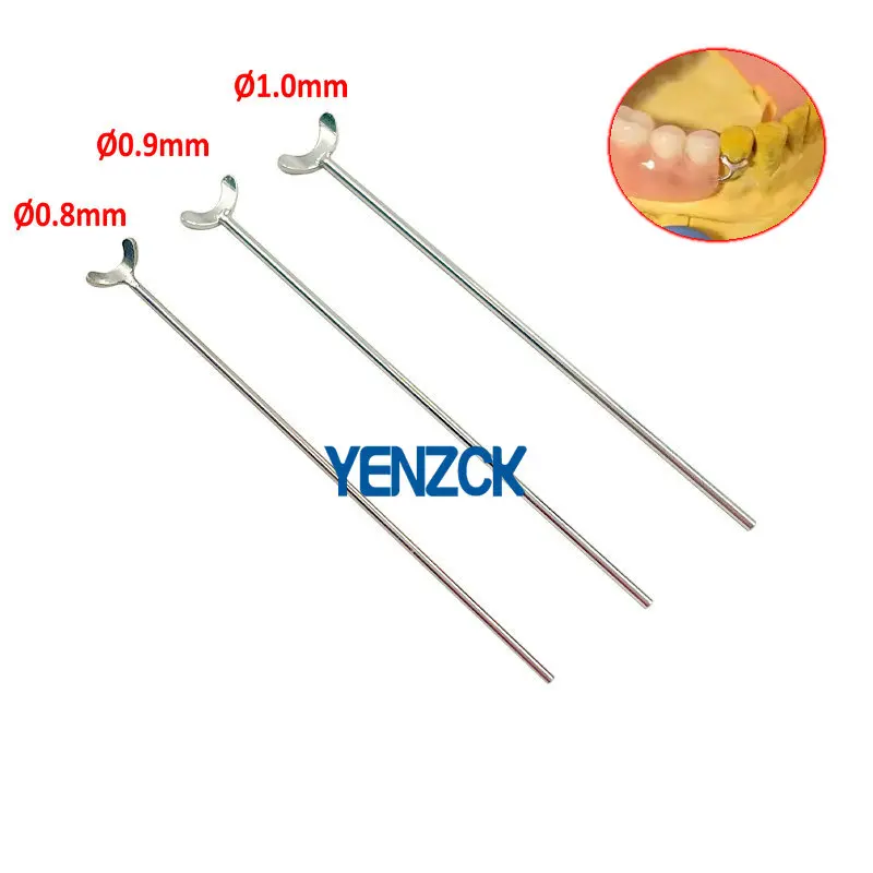 10Pcs Dental J Clasp Oblique Clasps Bars Y-Type Scheu Style Denture ScheuTeeth Position Hold φ0.8/0.9/1.0mm
