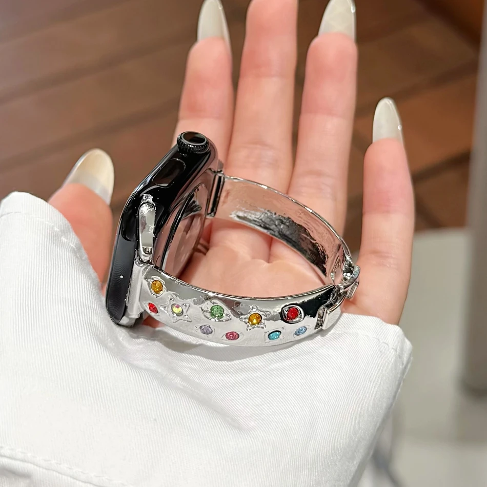Fashion Colored Star Diamond Bracelet Band For Apple Watch Series S11/10/9/8/7/6/SE/Ultra Strap iWatch 49/46/45/44/42/41/40/38mm