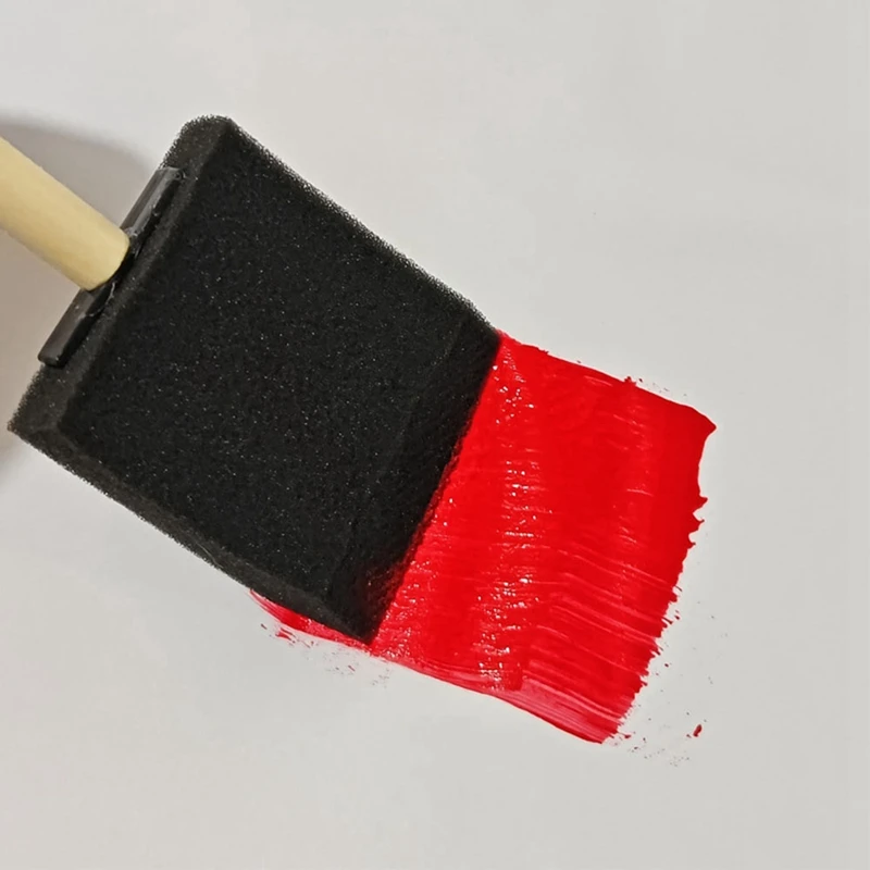 Pincel de pintura de espuma de 40 piezas con mango de madera, madera negra + esponja para pintar, pincel de esponja (1-4 pulgadas de diferentes tamaños)