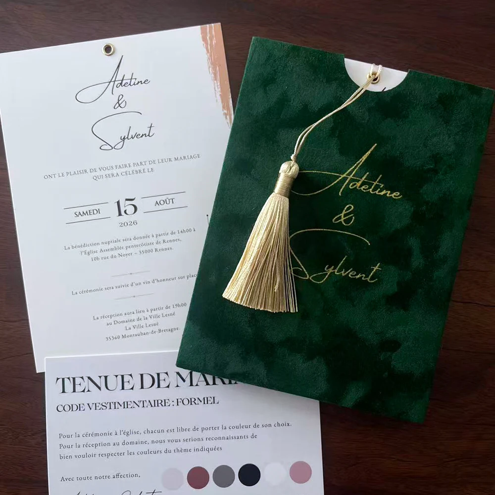 Factory Wholes Velvet Wedding Invitation Card Personalized business wedding ceremony birthday invitation card customization