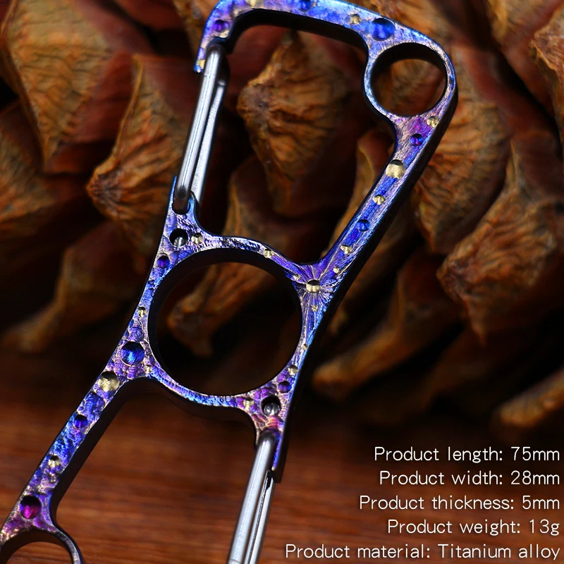 Handmade Starry Sky Titanium Alloy Buckle Car Keychain Multi‑Function Bottle Opener EDC Outdoor Tool Key Ring
