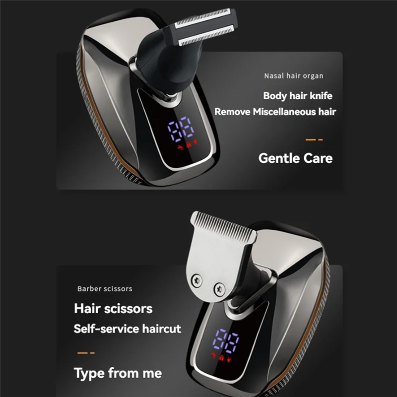 A23F-6 In 1 Men's Electric Heads Shaver Rechargeable Cordless Hair Shaving For Bald Man Waterproof Wet Dry Beard Trimmer