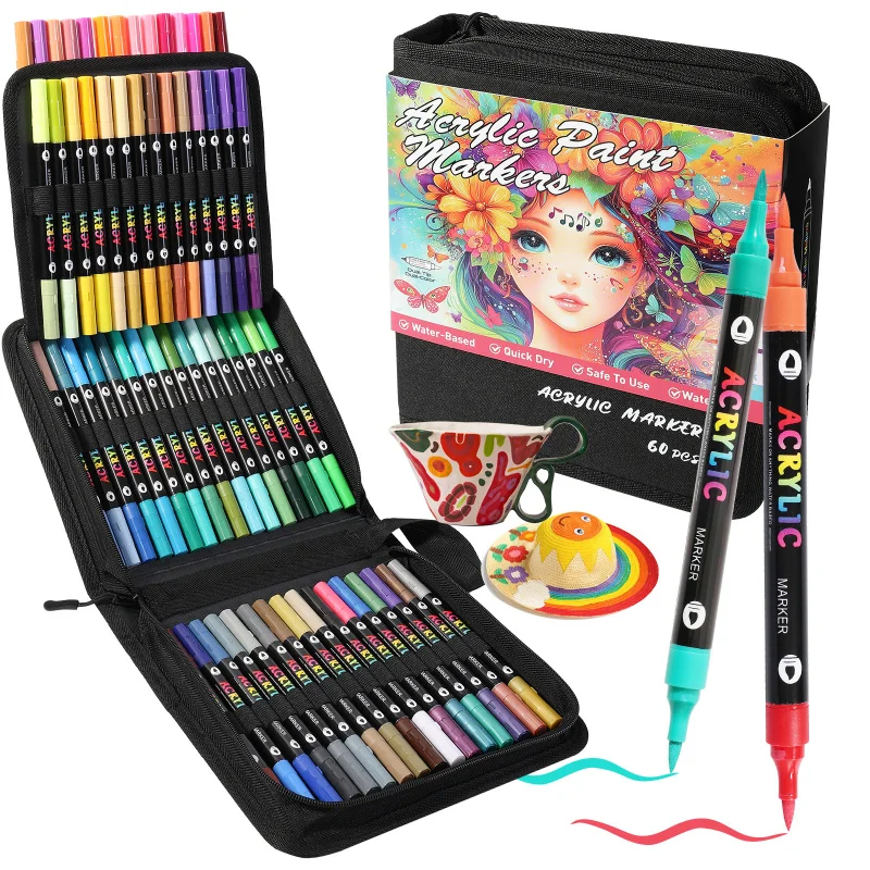120Colors Markers Set Double Ended Manga Art Brush Pen Set ChildrenSchool Accessories Art Supplies Drawing Stationery