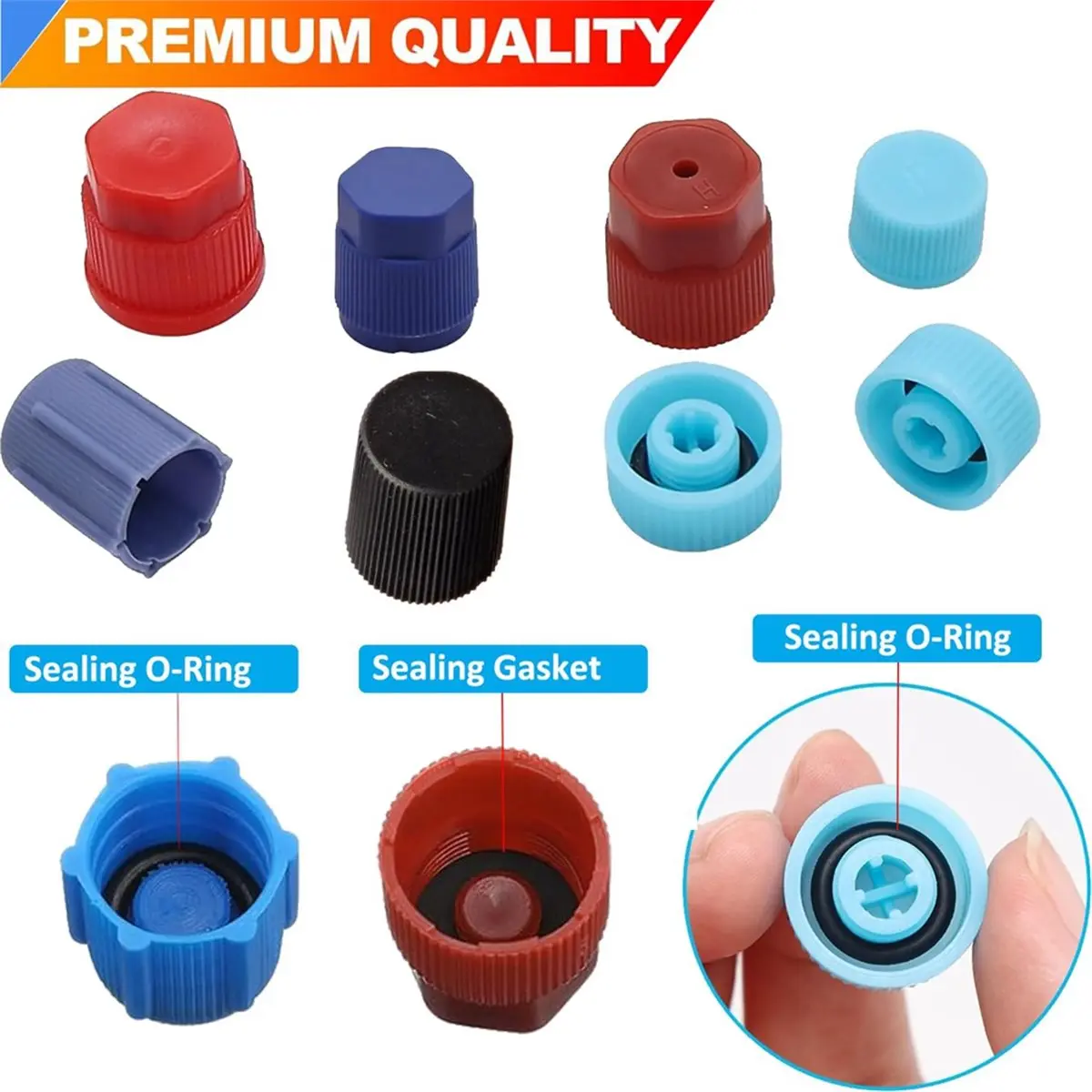 R 134a A/C Caps for Cars,49pcs 17 Sizes AC Pressure Port Cap for R12 R134a Air Conditioning Service AC System Ports Caps