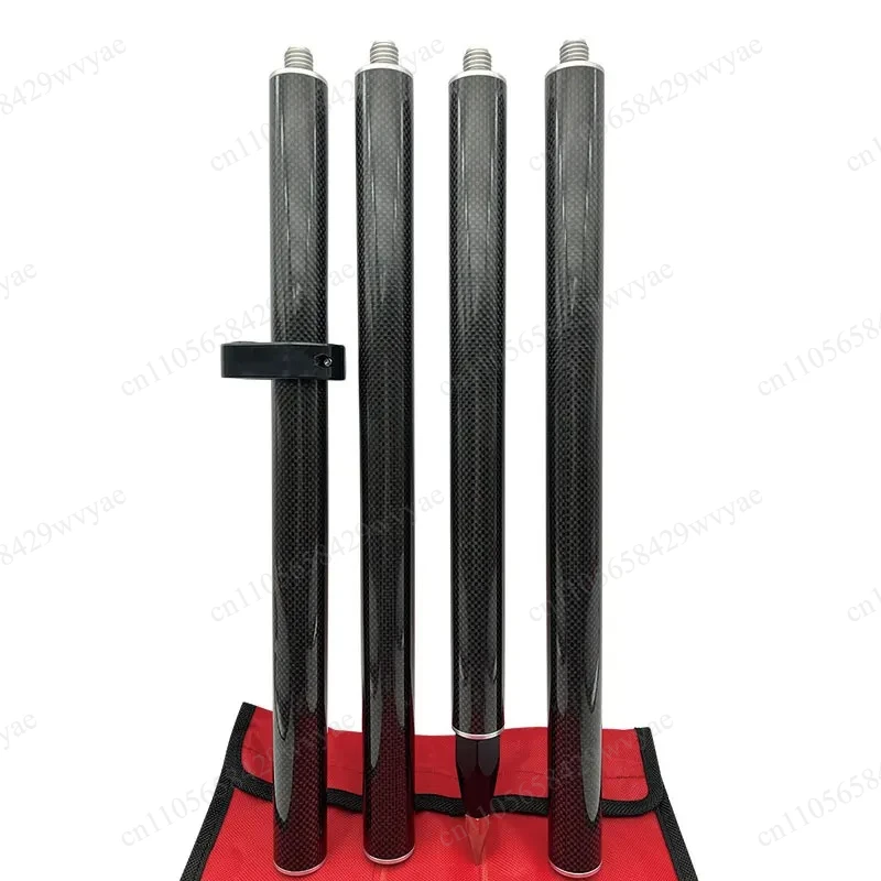 1.8M Carbon Fibre Survey Pole 4Pcs 5/8x11 Thread For GNSS RTK Prism