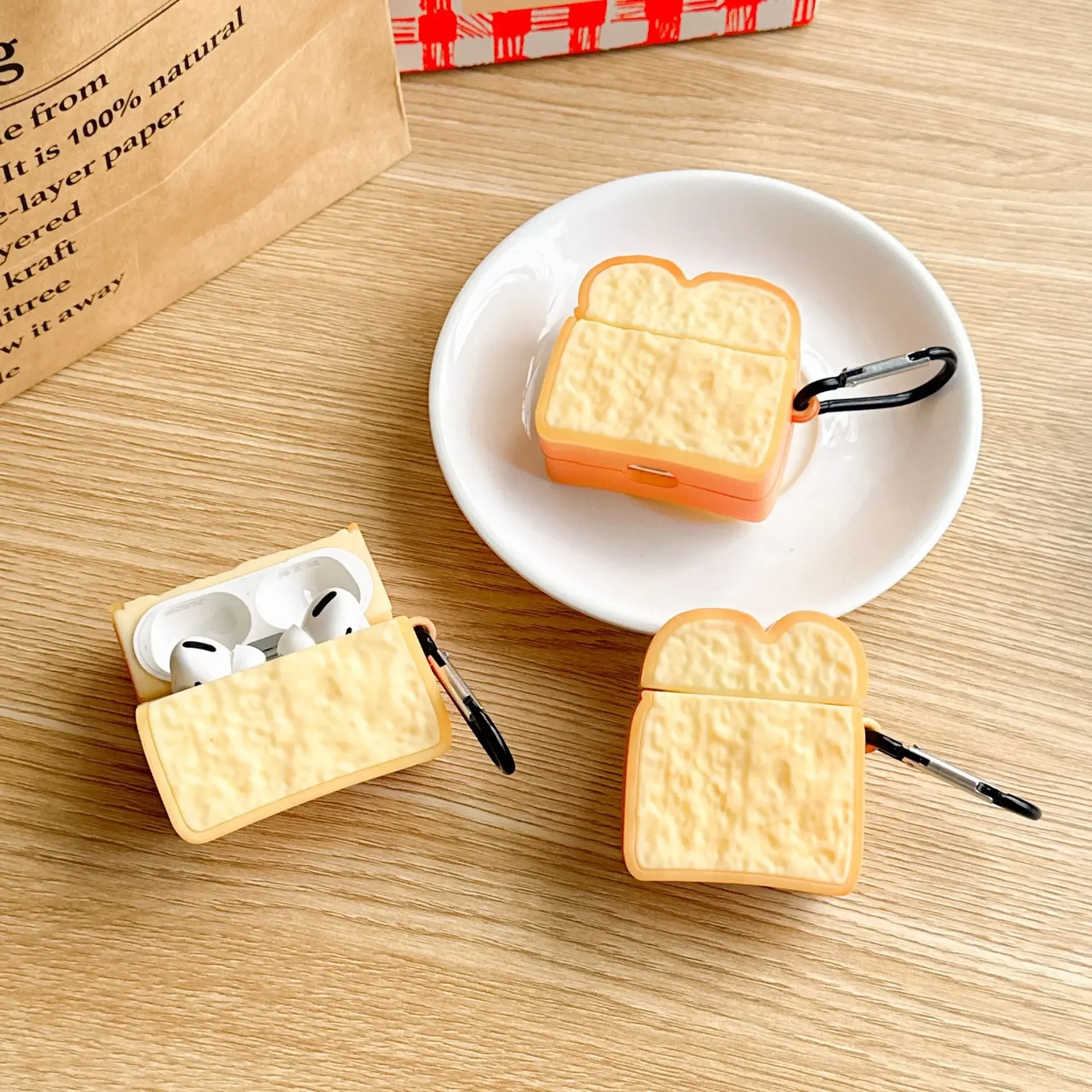 Funda de silicona con pan tostado para AirPods 4, Airpod 1, 2, 3 Pro Pro2, auriculares Bluetooth, caja de carga, funda protectora para auriculares