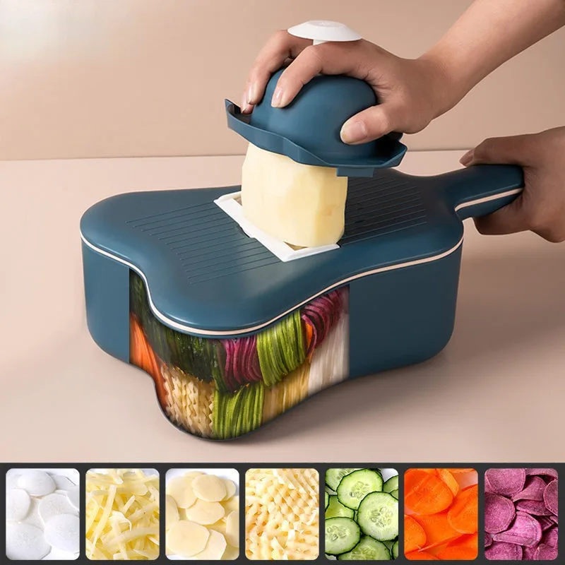 2022 New Multifunctional Drain Basket Vegetable Cutter Kitchen Household Grater Potato Cucumber Fruit Slicer Salad Food Chopper