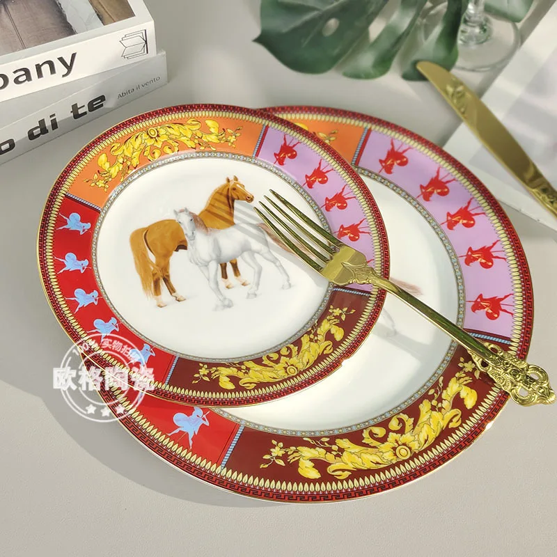 

Round Bone China European Western Steak Plate Dinner Plate Home Hotel Decoration Ideal Gift