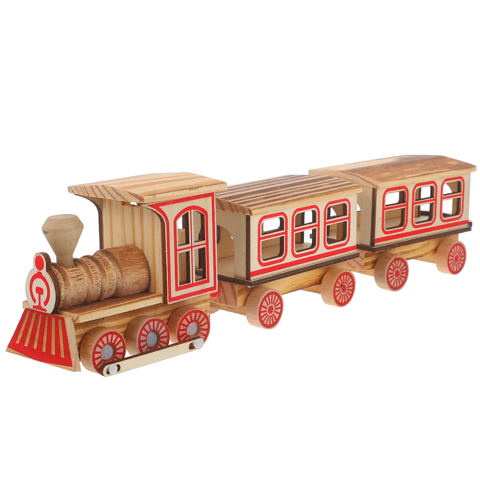 

Wooden Simulation Train Decor Compact Sturdy ABS Construction Desktop Home Decoration Table Ornament Party Scene Decoration