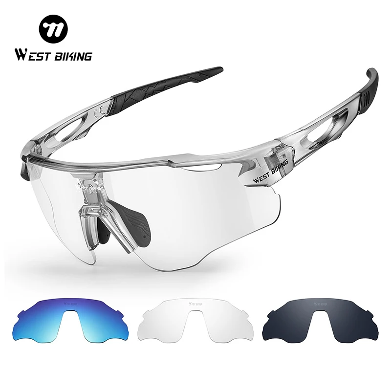 WEST BIKING Cycling Glasses TR90 Frame UV400 Sunglasses Polarized  3 Lens Bike Eyewear Sports Driving Protection Cycling Goggles