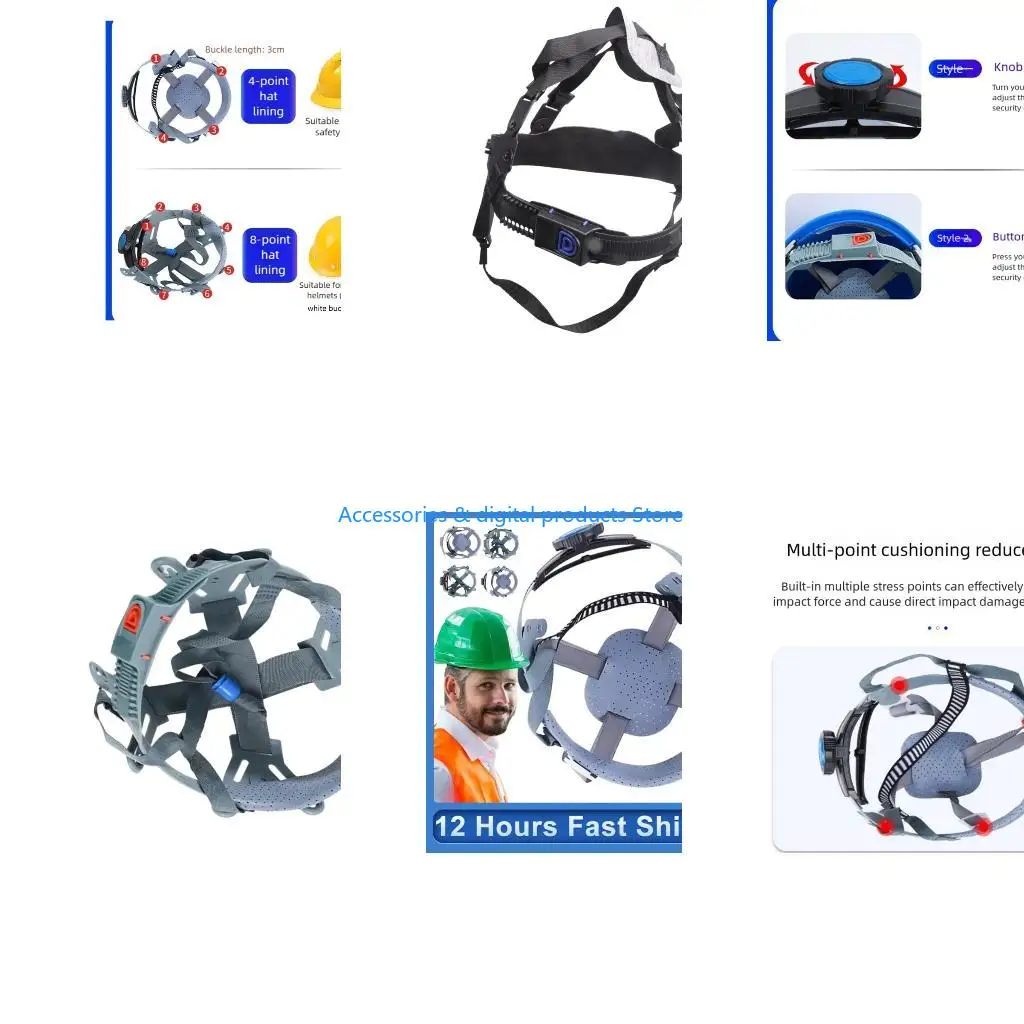77JD Breathable Safety Cap Liner 4/8 Point Detachable Design Quick Adjust Knob Mechanism Polyester Sweat Absorption Technology