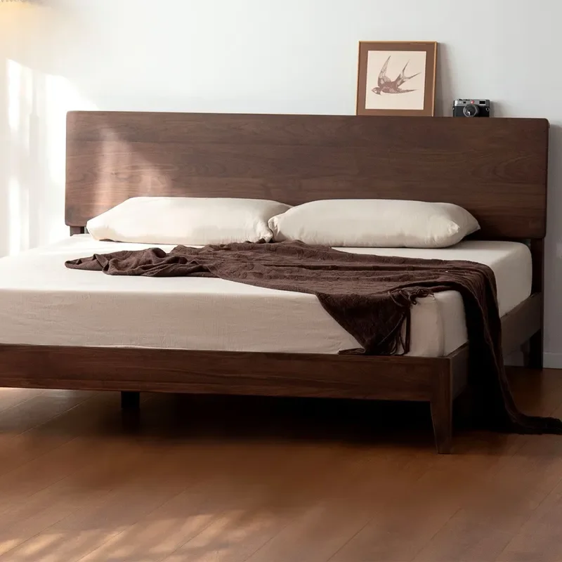 for High-end North American Black Walnut Bed Full Solid Wood Bed 2m x 2m 2 Mortise and Tenon Structure FAS Grade 1m 8