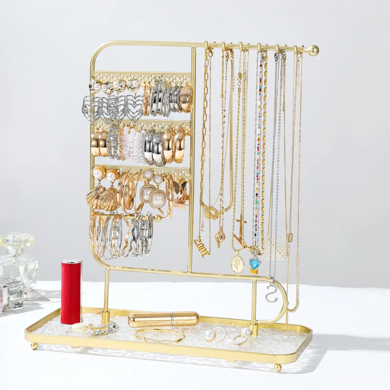 1PC fashionable desktop jewelry rack with extra three layers suitable for organizing and storing necklaces and earrings