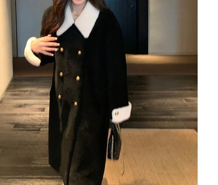 Black Coat  Medium To Long  Slim and Thick Cotton Jacket  Women's Winter 2025 New Style
