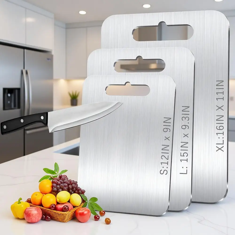 

Набор из трех нетоксичных, двусторонних, пригодных для мытья в посудомоечной машине разделочных досок для кухни