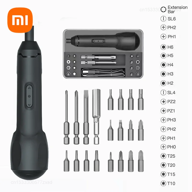 Xiaomi-conjunto de Chave de Fenda Elétrica Recarregável Chave de Fenda sem Fio Multifunções Mini Chave de Fenda