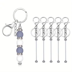 3Pcs/Set Beadable Keychain Bars Blanks Bead Keychain Metal Beaded Keychain Pendant DIY Crafts Jewelry Making Gift