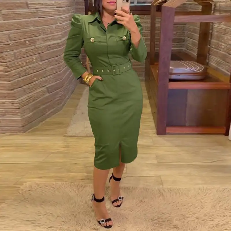 

Women's Long Sve Button Decorated Fold Collar Front Split Casual Sport Suit Seven Sve Autumn Faion Ele Classy