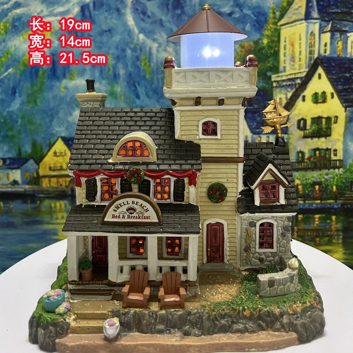 

Party Decor Lemax Creative European Building Figures House Model Figurine with Lamp Home Furnishing Living Room Ornaments Gifts