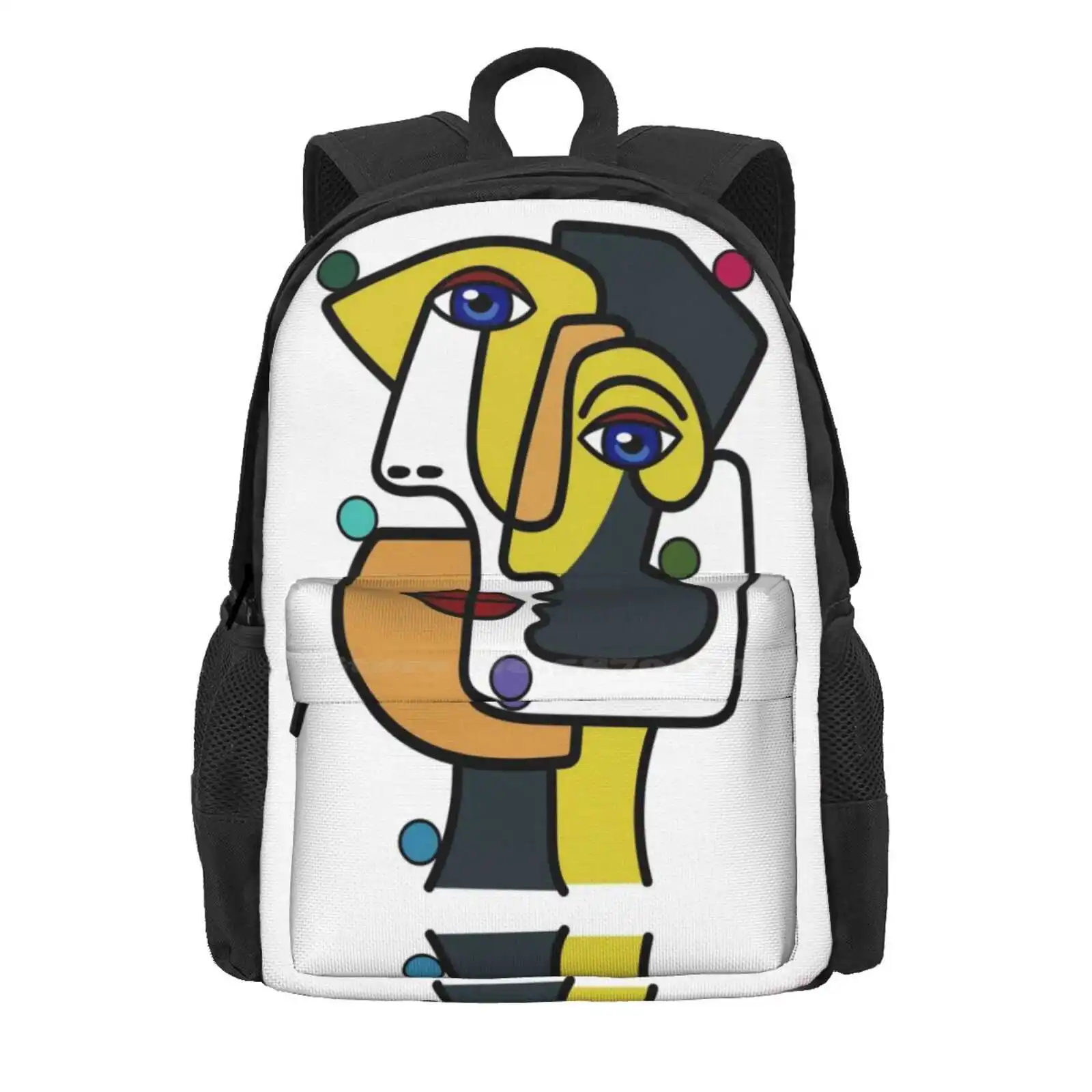 Cubism Geometric Bizarre Woman Portrait Art Hot Sale Schoolbag Backpack Fashion Bags Abstract Cubism Artistic Face Geometric